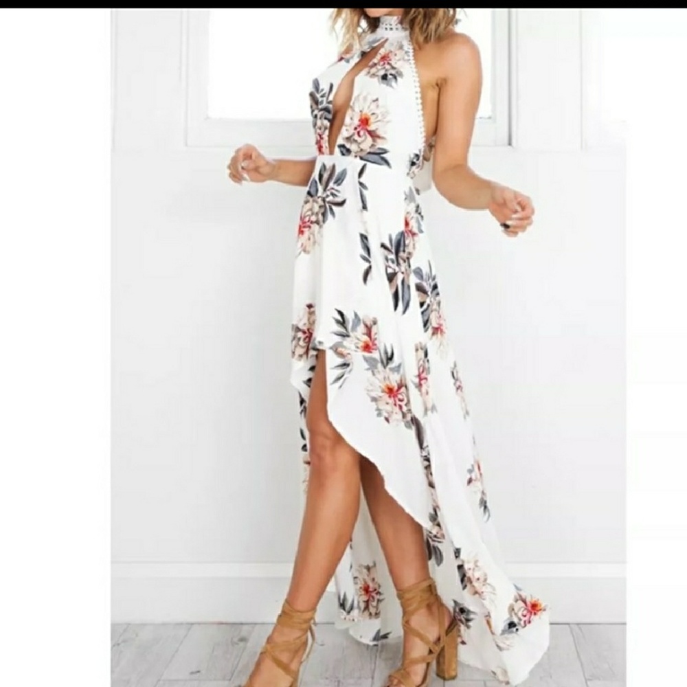 Floral High Low Maxi Dress - Reposh